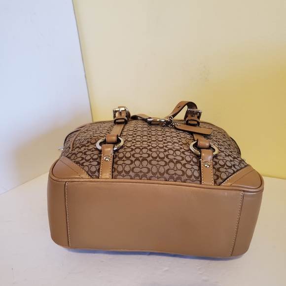 Coach Brown Leather & Signature Jacquard bag - Picture 11 of 16